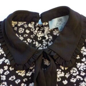 CeCe Blouse - NWT - Black/White Medium Dressy Boho Floral (137)